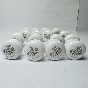 VTG Belwith 16 Porcelain White Rosa Canina Painted Drawer Pulls Cabinet Knobs
